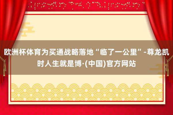 欧洲杯体育为买通战略落地“临了一公里”-尊龙凯时人生就是博·(中国)官方网站