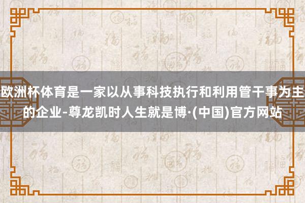 欧洲杯体育是一家以从事科技执行和利用管干事为主的企业-尊龙凯时人生就是博·(中国)官方网站