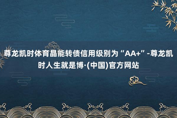 尊龙凯时体育晶能转债信用级别为“AA+”-尊龙凯时人生就是博·(中国)官方网站