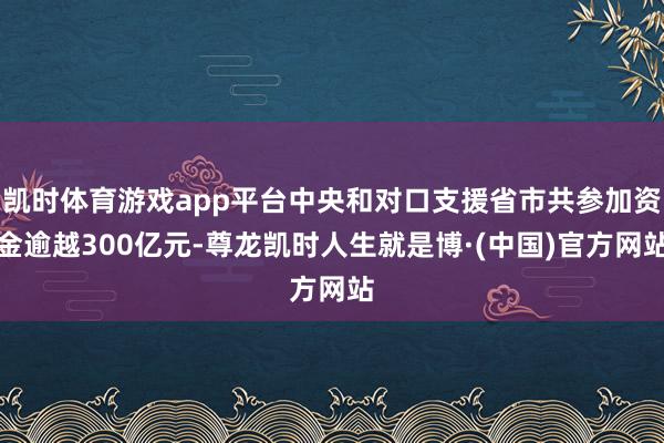 凯时体育游戏app平台中央和对口支援省市共参加资金逾越300亿元-尊龙凯时人生就是博·(中国)官方网站