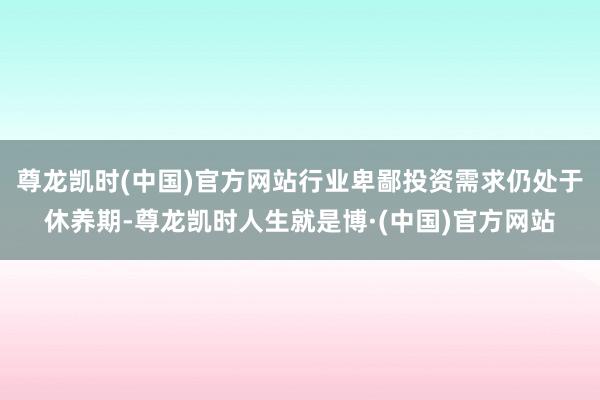 尊龙凯时(中国)官方网站行业卑鄙投资需求仍处于休养期-尊龙凯时人生就是博·(中国)官方网站