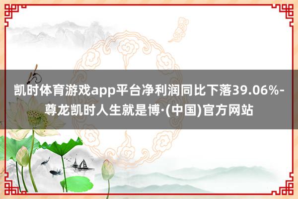 凯时体育游戏app平台净利润同比下落39.06%-尊龙凯时人生就是博·(中国)官方网站